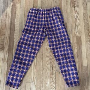 Vintage Abercrombie & Fitch Flannel Pajama Lounge Pants Plaid Purple Orange L XL